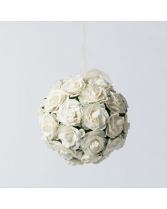 Boule de roses en papier - blanche
