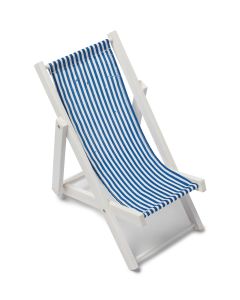 Chaise longue tissu blanc/bleu - 28 cm x 13 cm