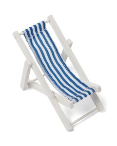 Chaise longue tissu blanc/bleu - 13 cm x 6.5 cm