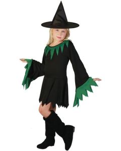 Costume fille sorcière noir et vert - Taille 7/9 ans