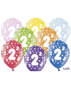 6 ballons multicolores 2eme anniversaire