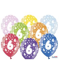 6 ballons multicolores 6eme anniversaire
