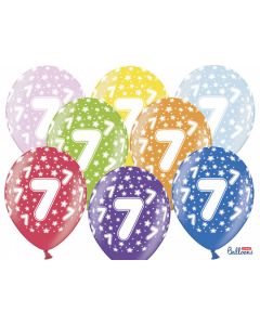 6 ballons multicolores 7eme anniversaire