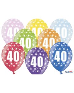 6 ballons multicolores 40eme anniversaire