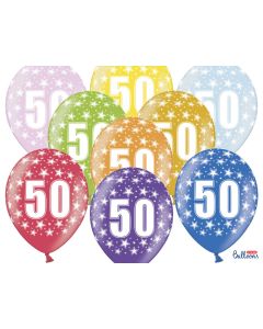 6 ballons multicolores 50eme anniversaire