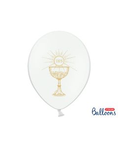 Ballon communion blanc et or