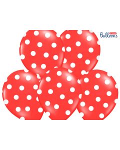 Ballon de baudruche rouge pois blanc