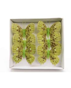 6 Papillons en plume - Vert à prix dingue !