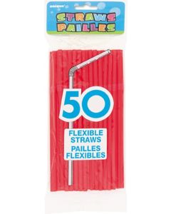 50 pailles flexibles - Rouge