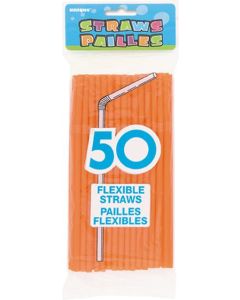50 pailles flexibles - Orange