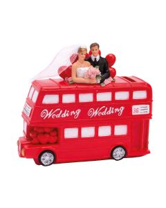 Tirelire couple mariés bus anglais rouge