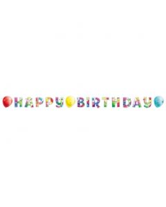 Bannière Happy Birthday ballons colorés