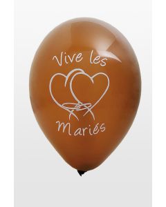 Ballons "Vive les mariés" - marron - x8