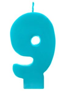 Bougie turquoise chiffre 9