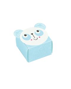 10 Boîtes à dragées carrées panda bleu