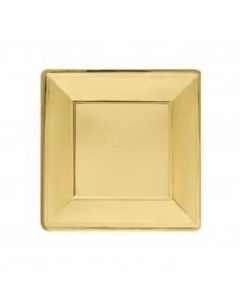 8 assiettes carton dorées carrées - 20 cm