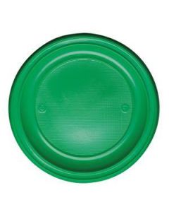 25 assiettes plastiques vertes rondes - 17 cm