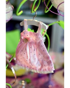 10 robes à dragées rose à pois argentés