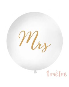 Ballon "Mrs" géant blanc et or 