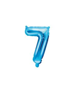 Ballon métallique turquoise chiffre 7 - 35 cm 