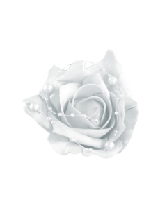 4 roses perlées autoadhésives - Blanc