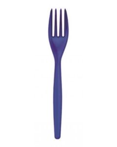 fourchette plastique bleu perle transparent