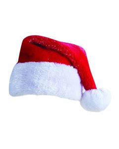 Bonnet de Père Noël en peluche rouge et filaments pas cher