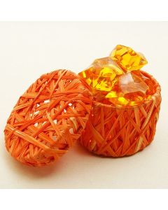Boîtes à dragées rondes en raphia - orange