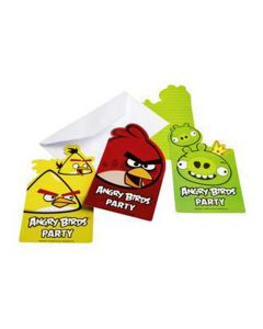 Cartes d'invitation Angry Birds  x6