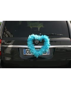 Coeur en plumes - turquoise