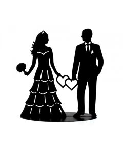 Couple mariés en métal noir - 17 cm x 7 cm x 18 cm