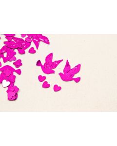 Confettis de table "Colombes coeur" - Fuchsia