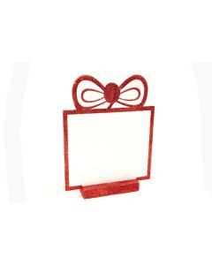 Ardoise menu paquet cadeau pailletée - rouge