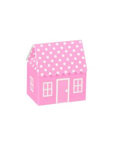 10 Boîtes à dragées maison rose à pois blancs