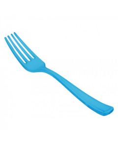 20 fourchettes turquoise en plastique