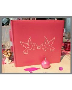 livre or mariage colombes fuchsia