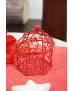 Cage en métal - rouge - 5,5 cm