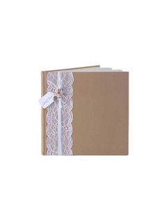 Livre d'or chocolat dentelle roses guestbook
