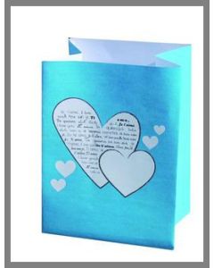 Lanternes de table en papier - Motif coeur - turquoise - x5