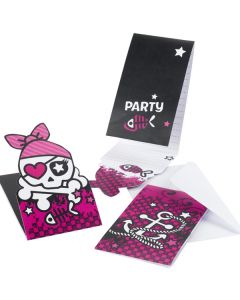 Lot 6 cartes d’invitation anniversaire Pink Pirates