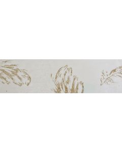 Chemin de table organza blanc plumes paillettes or - 30 cm x 5 m