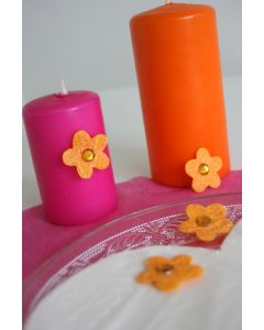 24 Mini fleur feutrine stickers orange clair