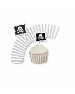12 caissettes et piques à cupcakes Pirate Party
