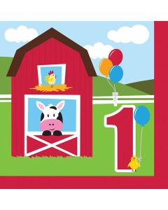 18 serviettes animaux de la ferme – 1er anniversaire