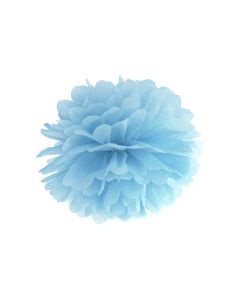 Pompon de papier buvard bleu brume clair - 35 cm