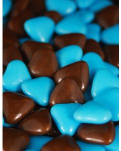 Dragées petits coeurs - chocolat / turquoise