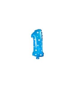 ballon hélium chiffre 1 bleu et blanc