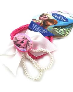 Bandeau pour cheveux rose avec noeud blanc et perles - La Reine des Neiges