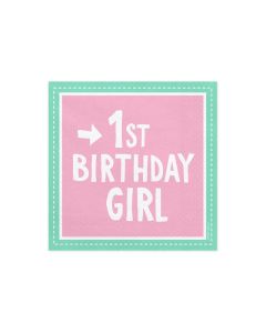 20 serviettes jetables "1st birthday girl"