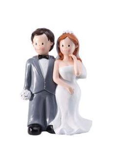 Urne mariage en résine Couple de mariés costume gris - 42 cm